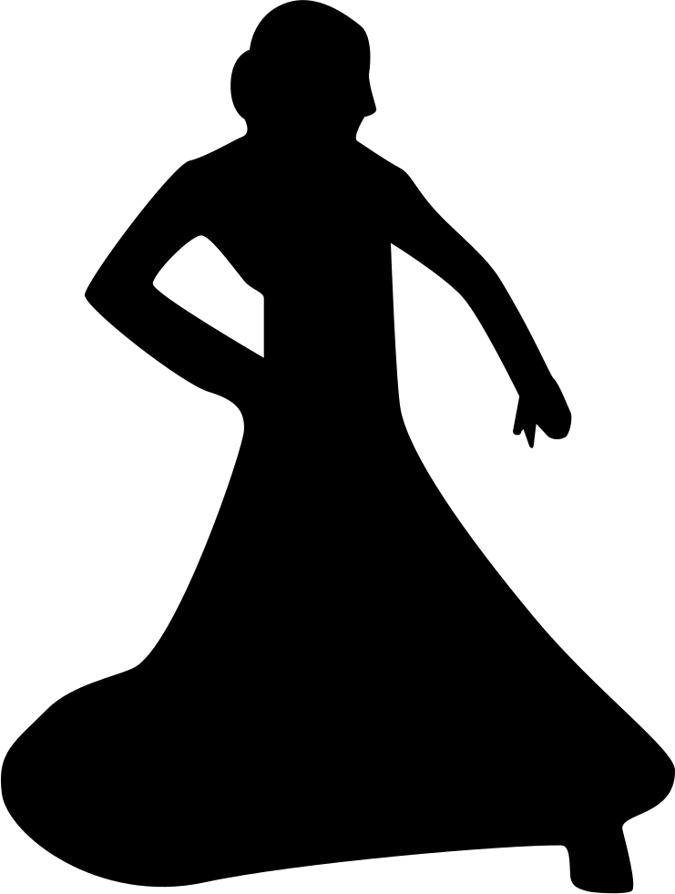 Woman Dancing With Long Dress Comments - Princess Silhouette (741x981), Png Download