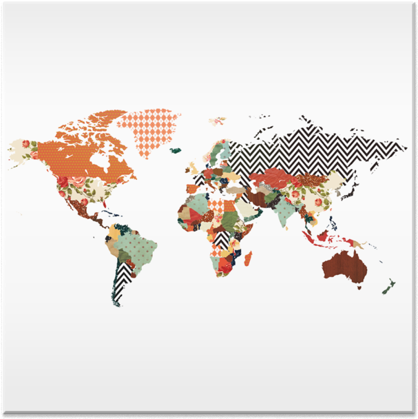 Azulejo Mapa Mundi De Juliana Zimmermannna - World Map T Rex (800x800), Png Download