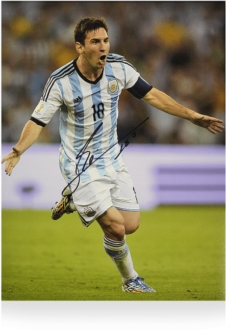 Leo Messi Signed 12x16 Photo Autograph Coa Lionel Argentina - Messi In Argentina Jersey (650x665), Png Download