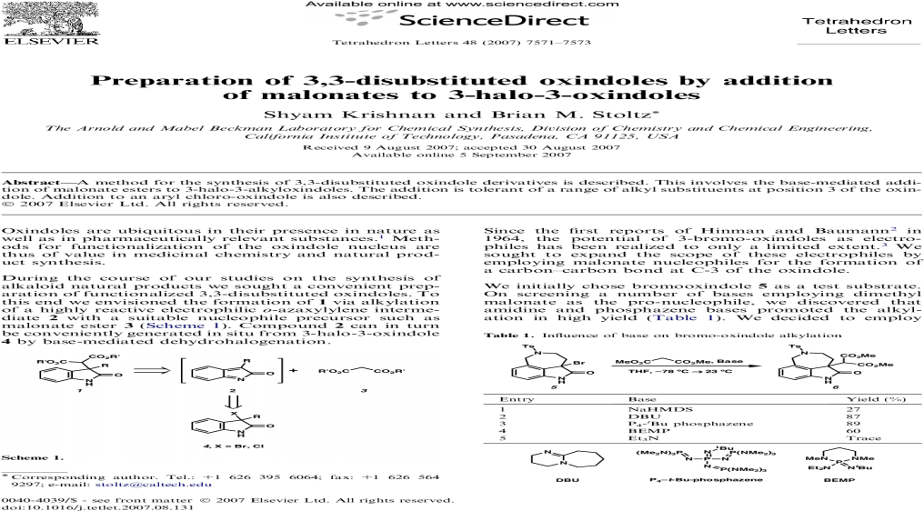 Preparation Of 3,3 Disubstituted Oxindoles By Addition - Document (1200x630), Png Download