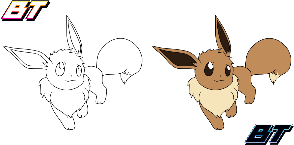 By Bt - - Eevee Lineart (1200x600), Png Download