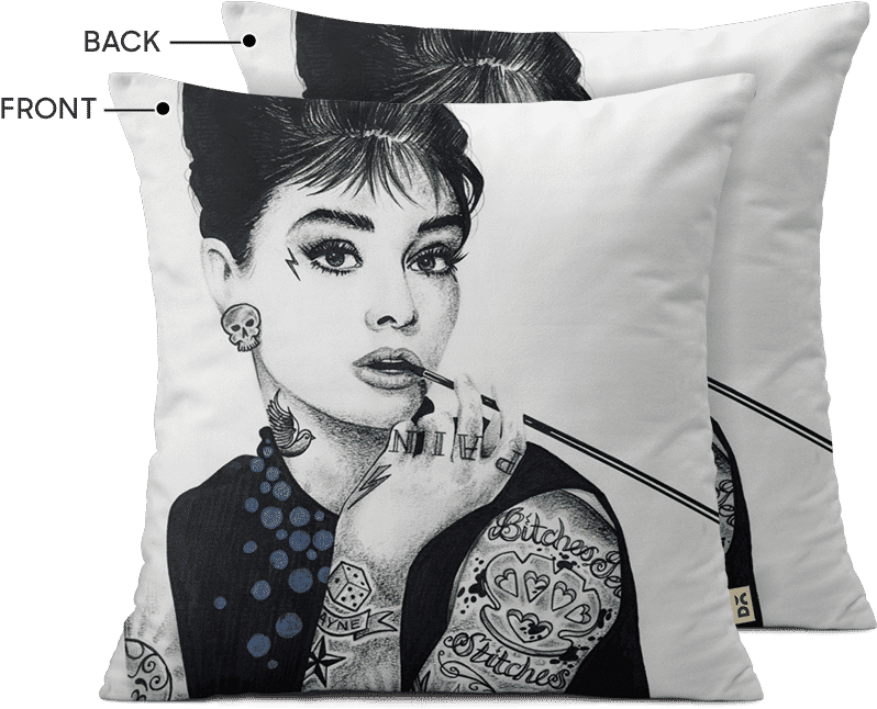 Dailyobjects Audrey Hepburn Inked 12" Cushion Cover - Tattooed Audrey Hepburn Print (900x900), Png Download