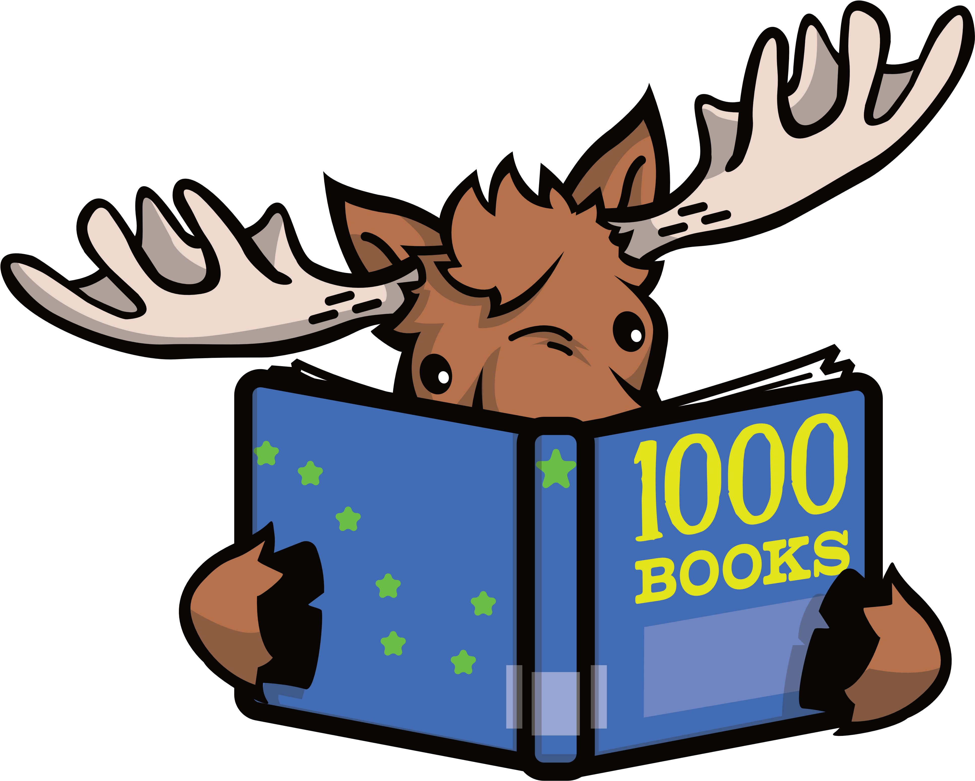 Picture Black And White Stock Kids Reading Books Clipart - Deer Reading A Book (4800x3200), Png Download