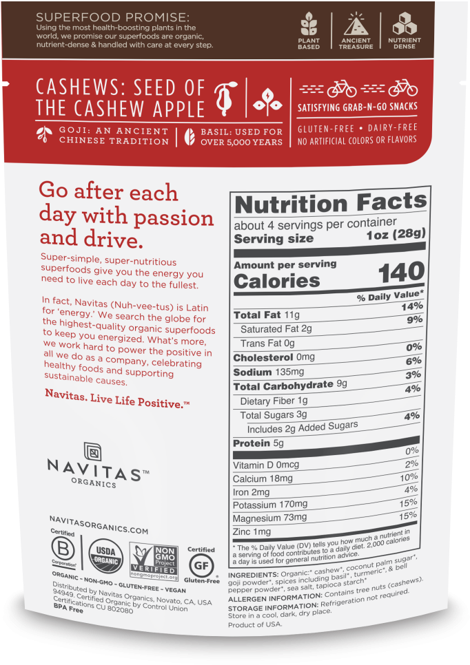 Superfood Goji Basil Cashews - Superfood (1200x1200), Png Download