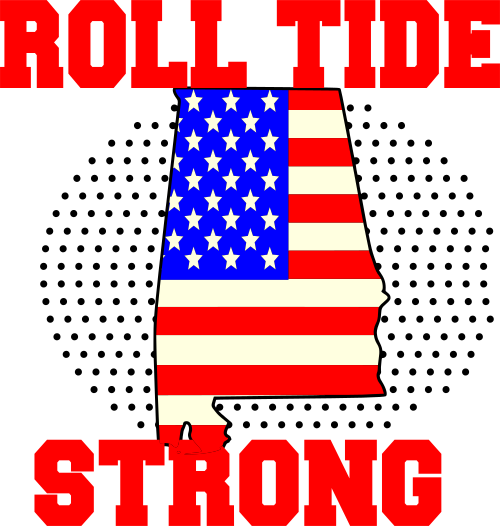 Roll Tide Strong, Roll Tide Strong - American Flag Round (500x526), Png Download