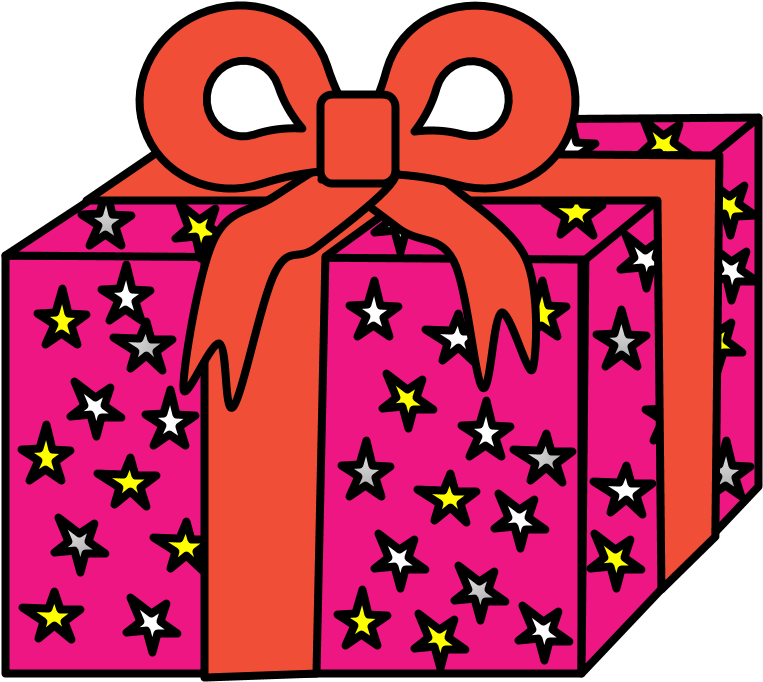 Gift, Magenta Wrapping Paper, Red Ribbon, Stars (816x1056), Png Download