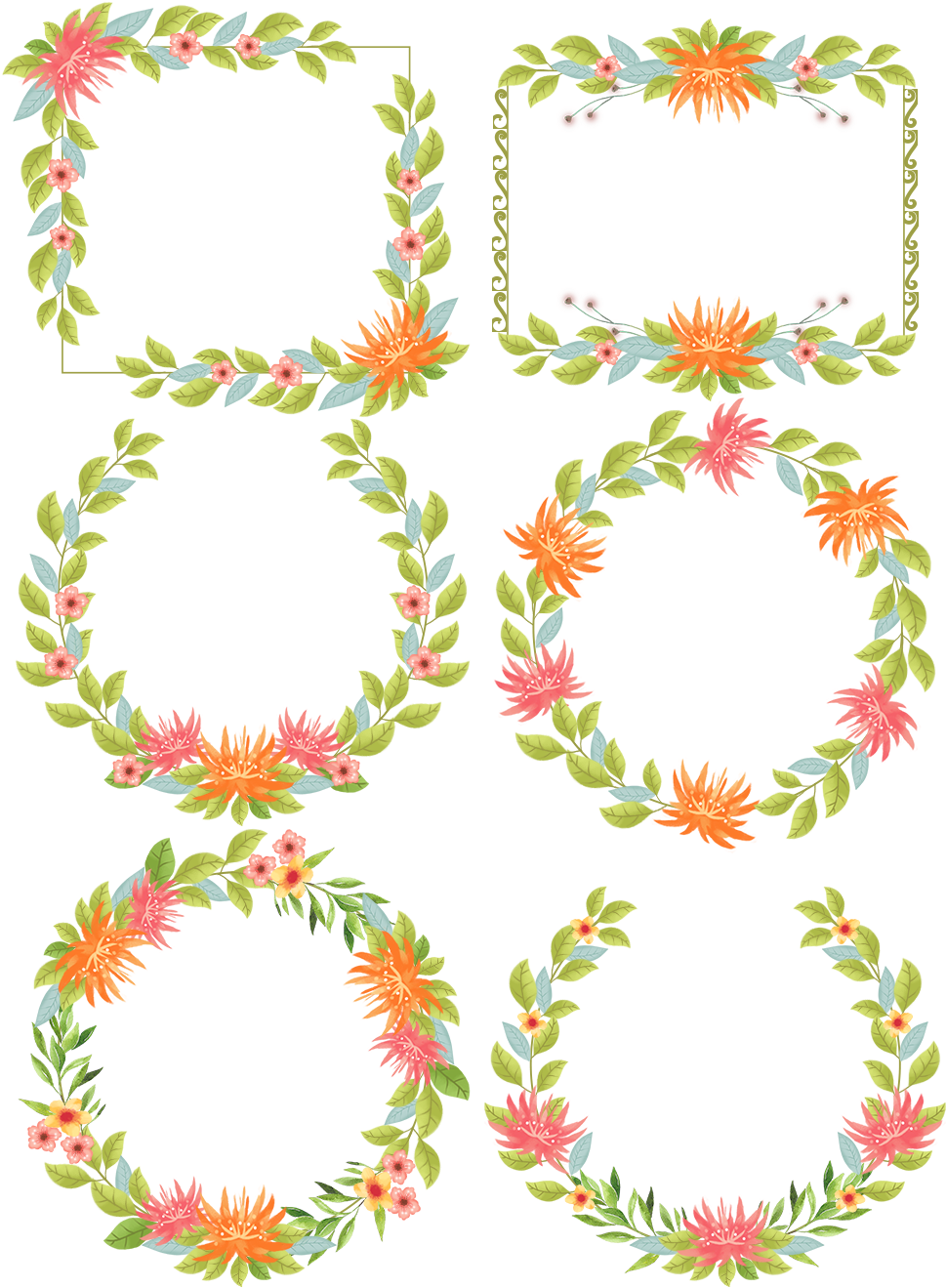 Cartoon Plant Flower Border Png And Psd - Floral Design (1024x1369), Png Download