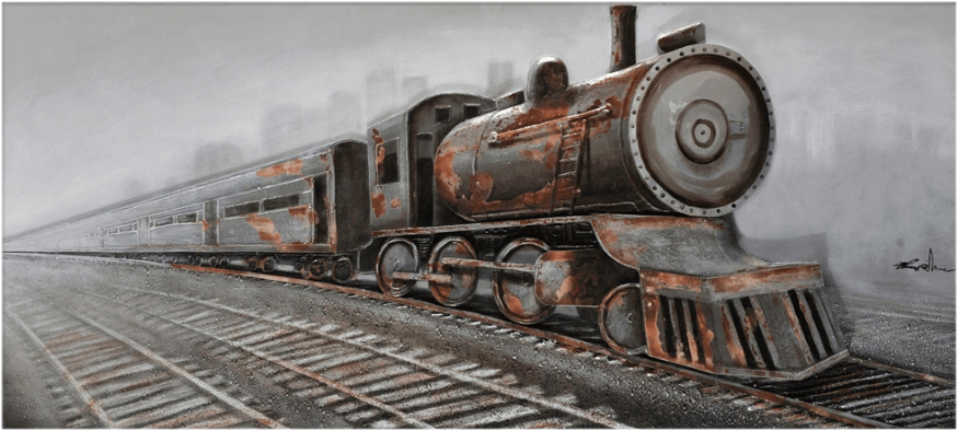 3d Train Painting (912x608), Png Download