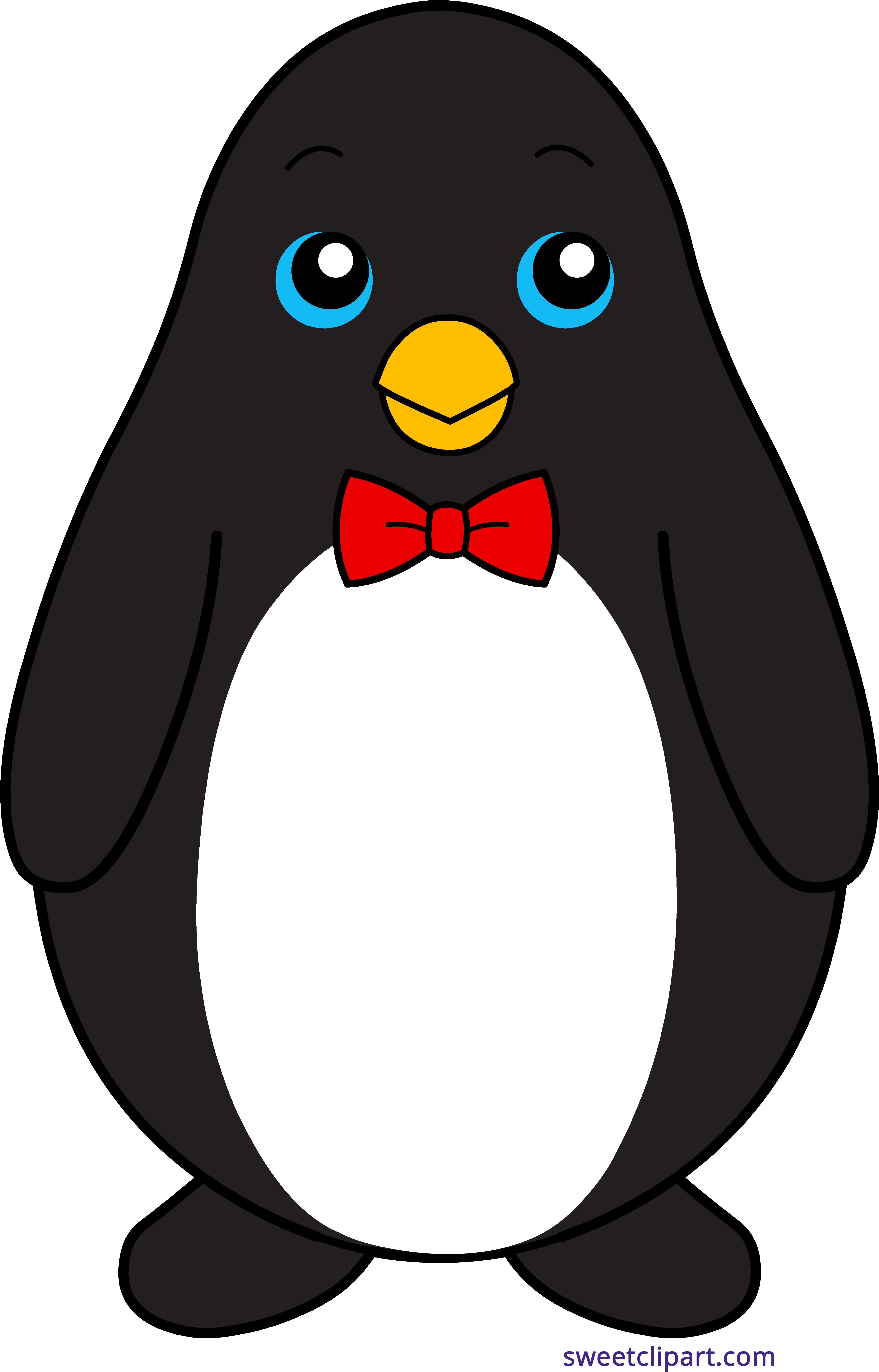 Clip Transparent Penguin Black Sweet Clip Art - Penguin With A Tie (4607x7206), Png Download