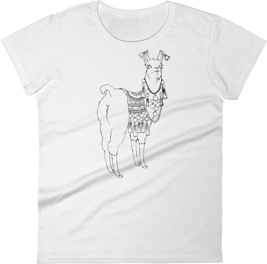 Bollyllama Outline Women's Short Sleeve T-shirt - Llama (1000x1000), Png Download