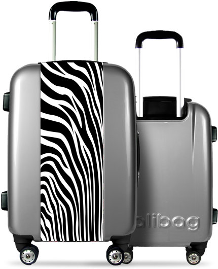 Grey Suitcase Zebra Stripes - Valise Classe (584x532), Png Download