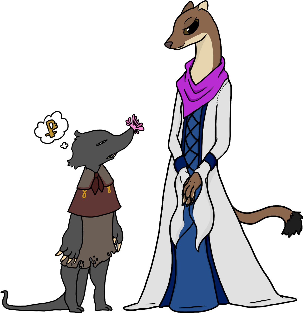 @canadianmerc's Weasel Seamstress Abagail, With Her - Cartoon (1280x1297), Png Download