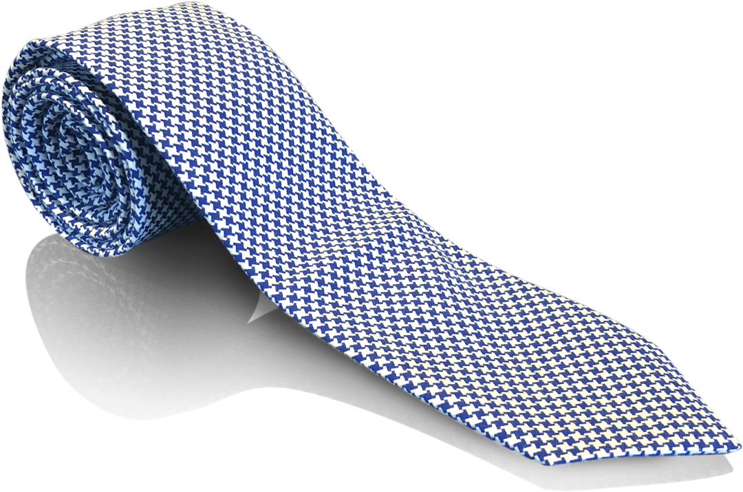 Navy/ White Houndstooth Neck Tie - Polka Dot (1200x1200), Png Download