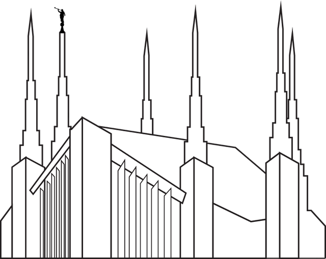 Las Vegas Lds Temple Graphic With Transparent Background - Line Art (640x509), Png Download