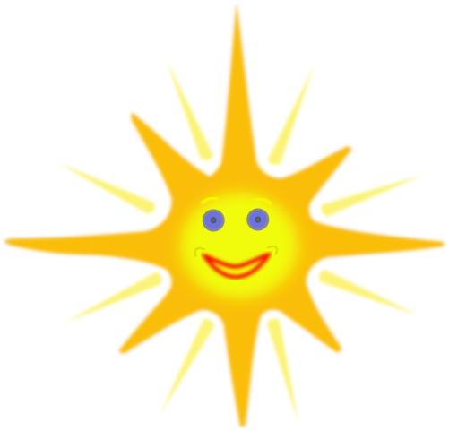 /weather/sun/happy Sun - Mid Century Modern Starburst Clip Art (507x489), Png Download