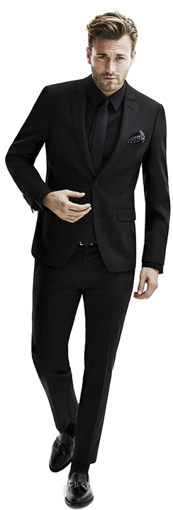 Groom In Black Suit Png Transparent Image - All Black Suit And Tie (478x715), Png Download
