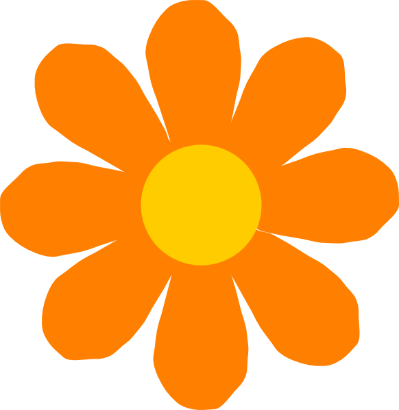 Orange Flower Clip Art - Flower Clip Art Png (582x599), Png Download