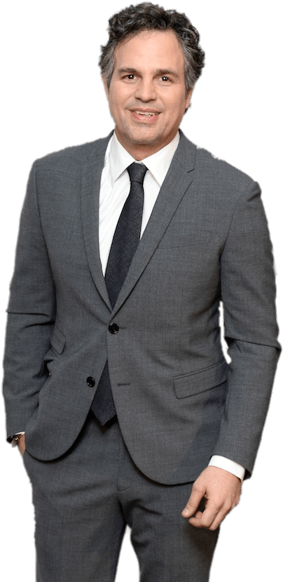 Mark Ruffalo Grey Suit Transparent Png - Blouson Coupe Droite Homme (600x902), Png Download