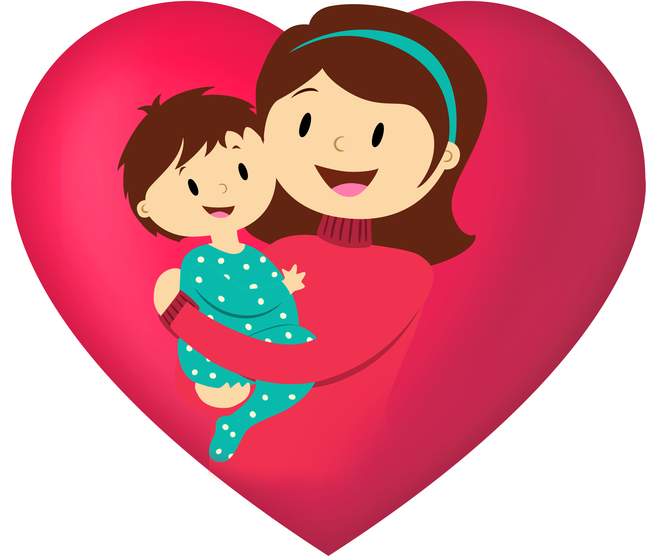 Red Heart Mother's Day Decoration Materials Happy - Mother (2614x2432), Png Download