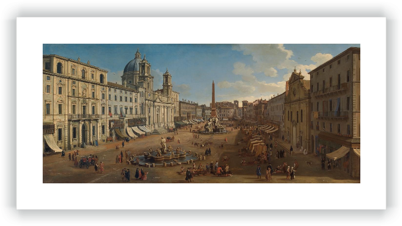 Piazza Navona, Rome - Giclee Painting: Wittel's The Piazza Navona In Rome, (800x450), Png Download