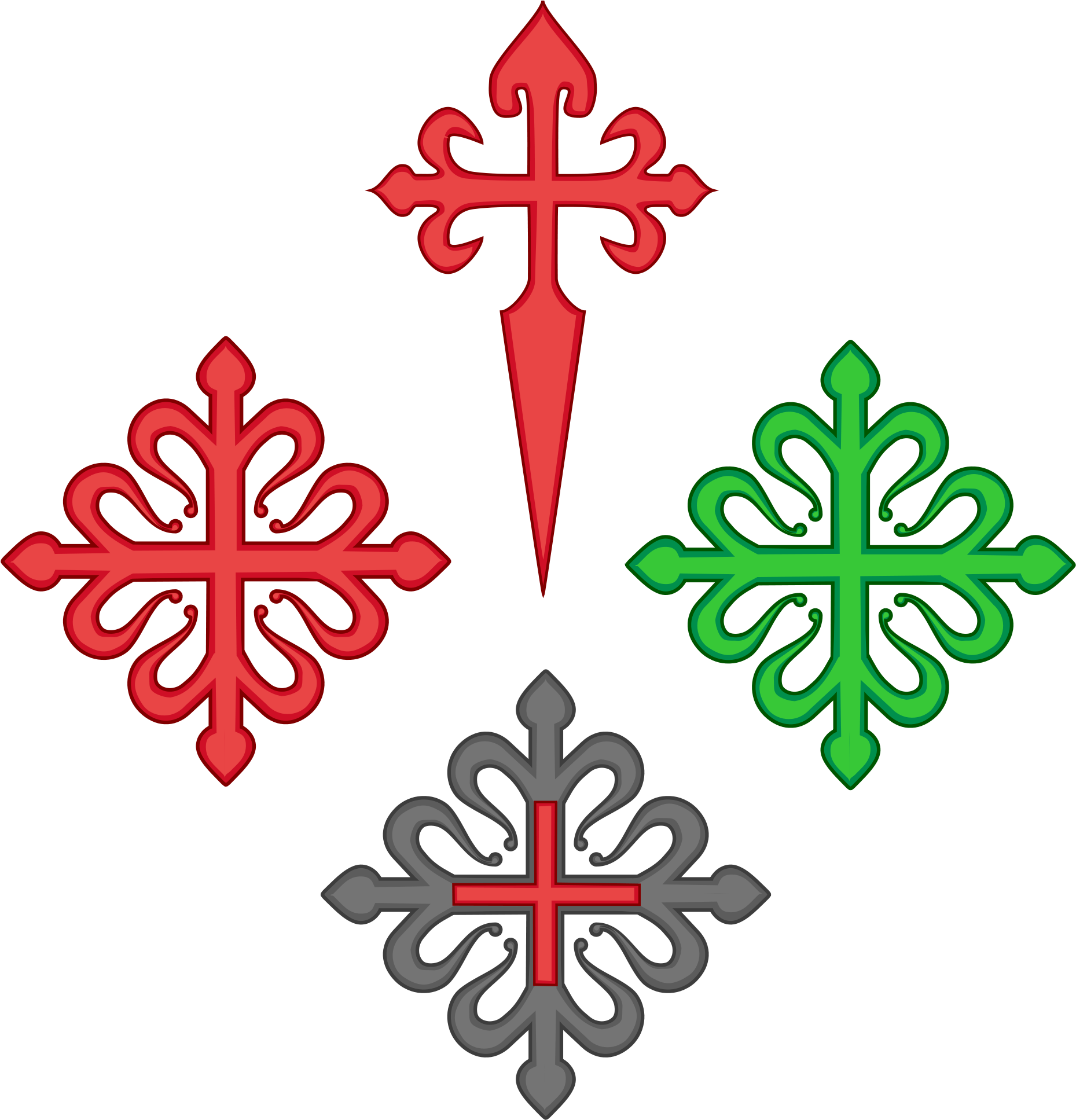 Crosses Of The Order Of Santiago, The Order Of Alcantara, - Escudo Cruz Ordem De Avis (2000x2000), Png Download