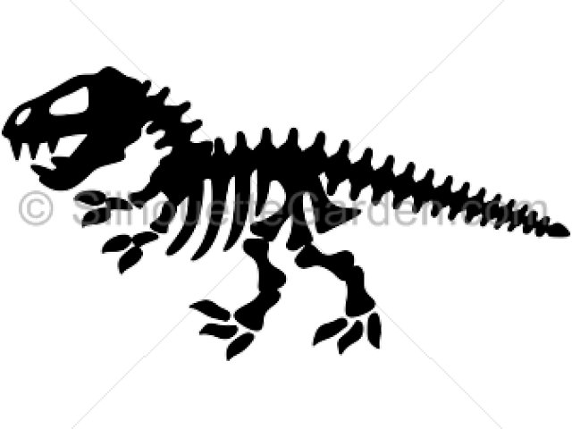 Dinosaur Skeleton Silhouette (640x480), Png Download