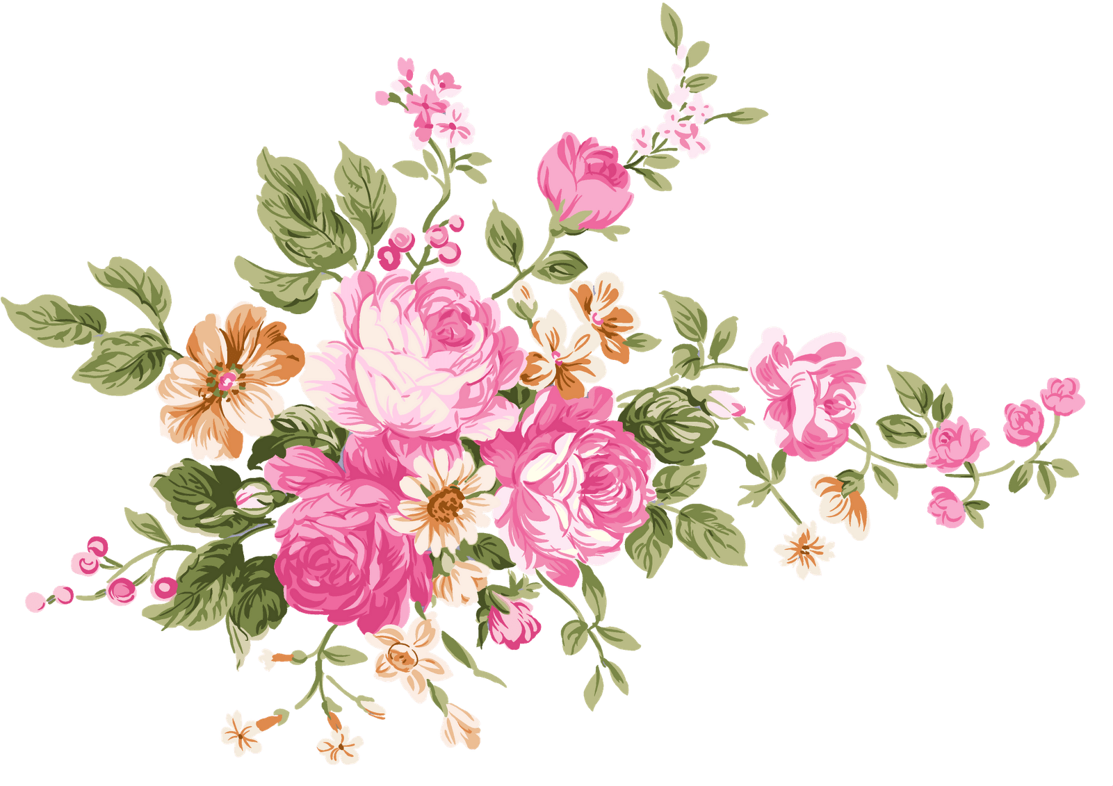 Vintage Bouquet Of Flowers Transparent Png - Flowers Transparent (1600x1145), Png Download