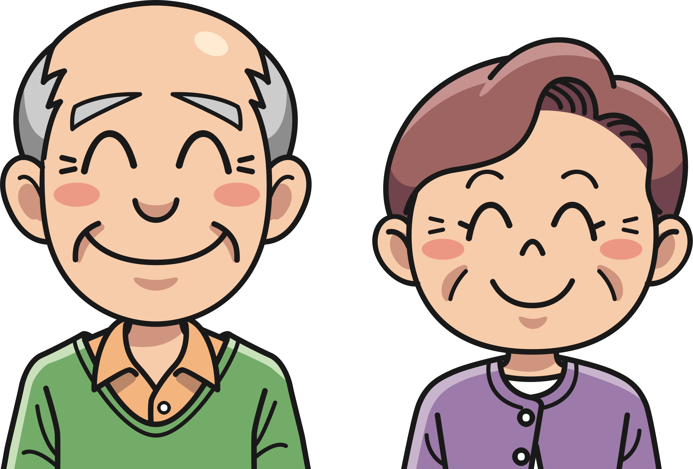 Grandpa Clipart Happy Old Couple - Grandma And Grandpa Clipart (2369x1606), Png Download