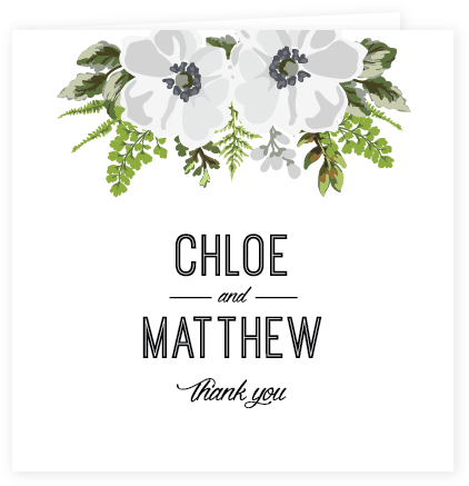 Botanical Thank You Card White / Black Text - Poster (435x450), Png Download