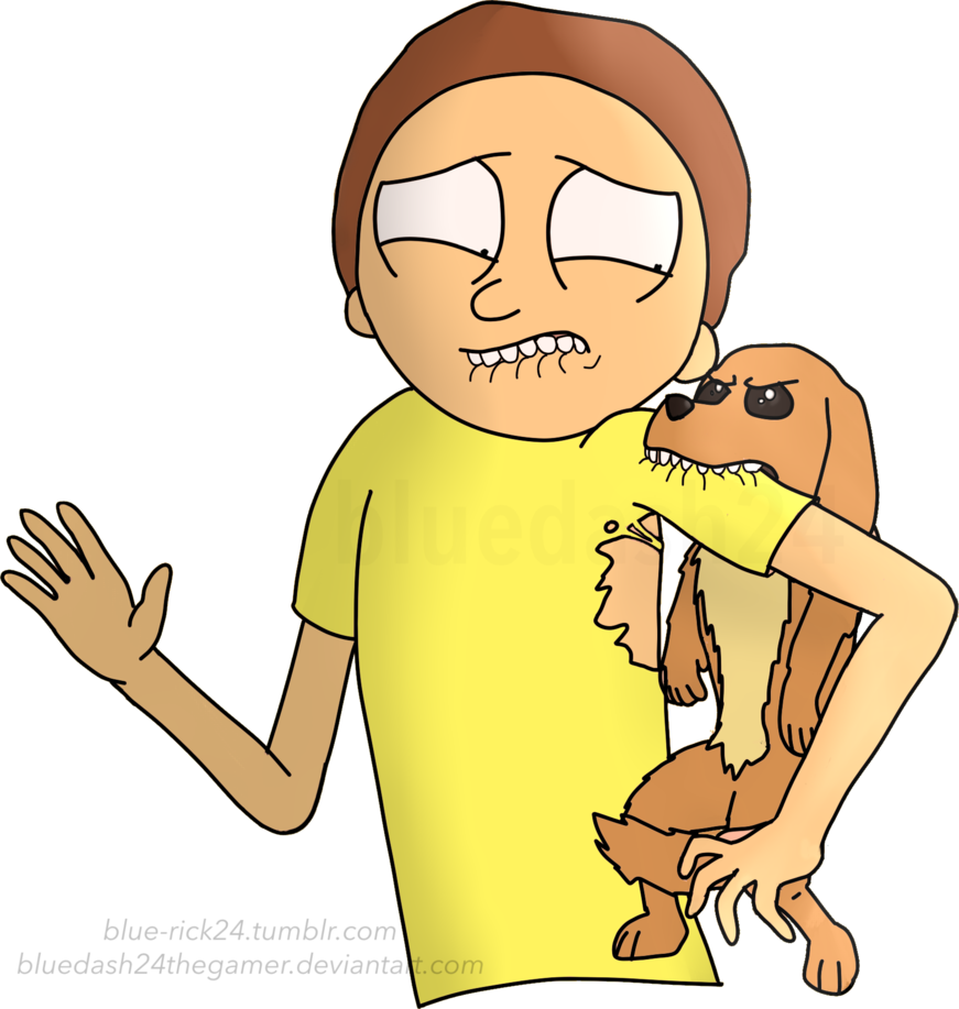 Dog Bite Morty By Bluedash24thegamer On Deviantart - Dog Bite Boy Clipart (871x917), Png Download