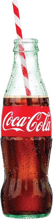 Family Owned Distributor Of Coca-cola Products And - Coca Cola Bottle With Straw (203x839), Png Download