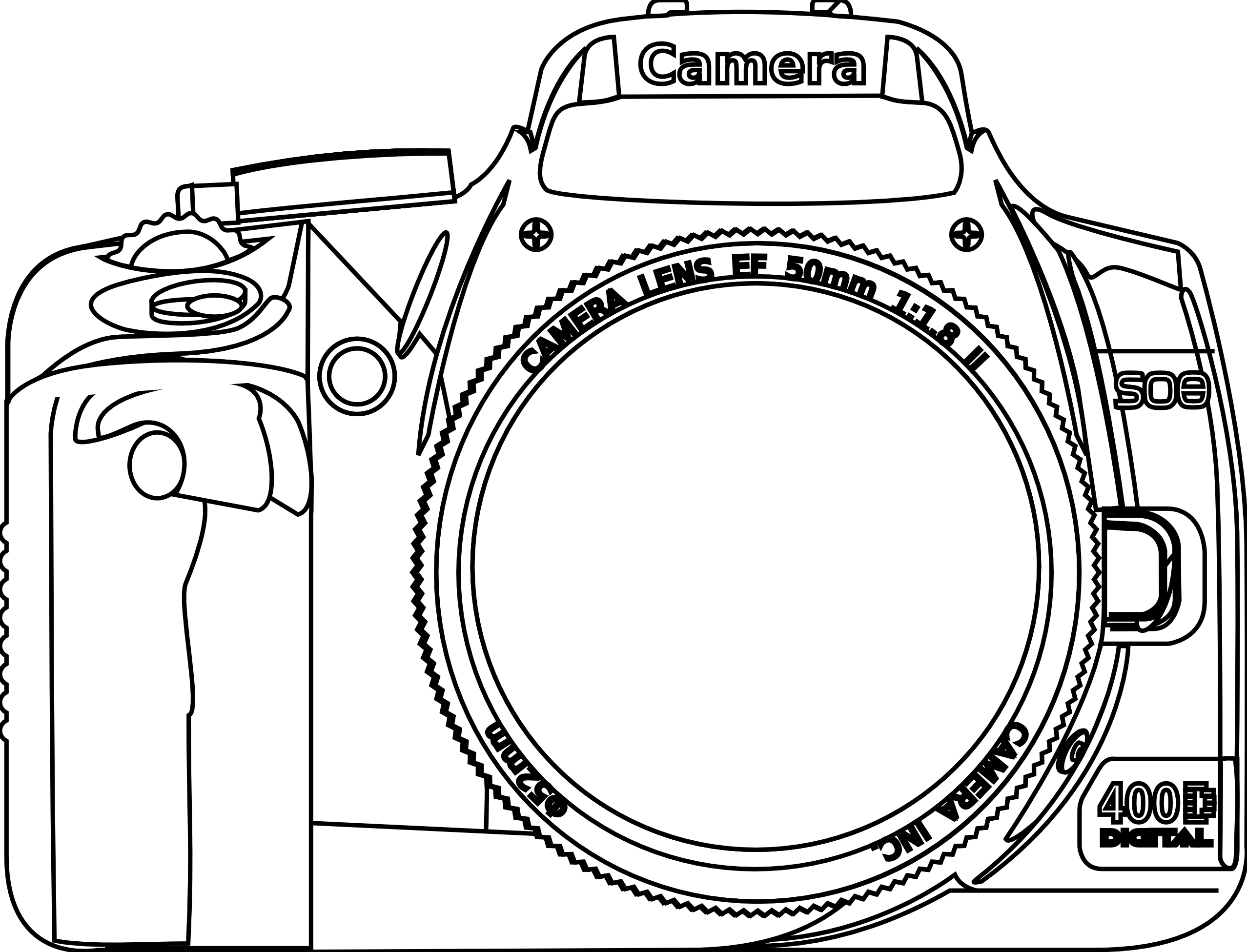 Dslr Clipart Vintage Camera - Camera Black And White Clip Art (2555x1951), Png Download