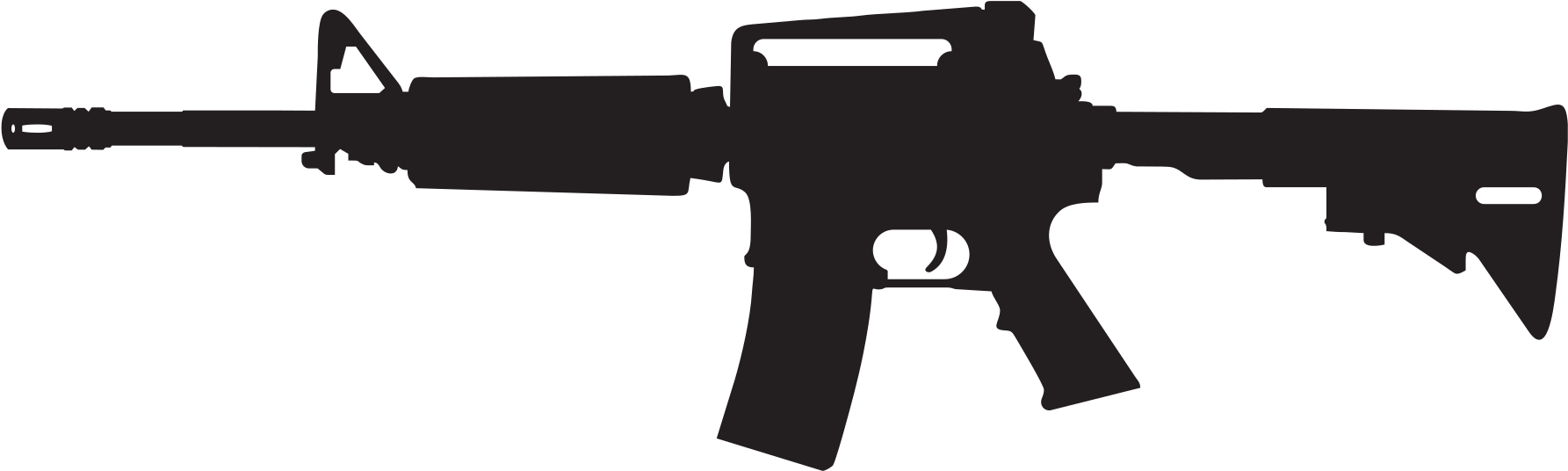 Revolver Silhouette Png - M4 G&g Full Metal (2000x857), Png Download