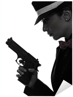 Woman Gun Gangster Killer Silhouette Sticker • Pixers® - Silhouette (400x400), Png Download