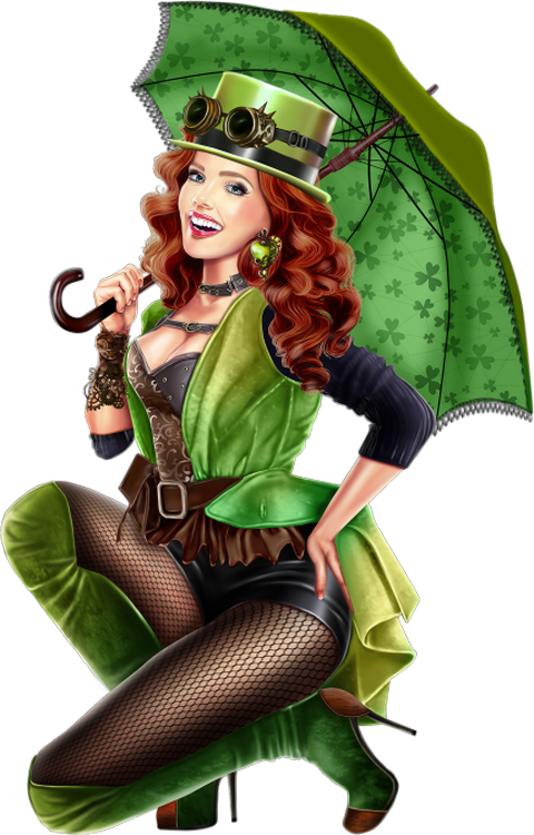 Paint Shop, Leprechaun, St Patrick, Santos, Clovers, - Femme Hiver Tube Png Femme En Vert (480x750), Png Download
