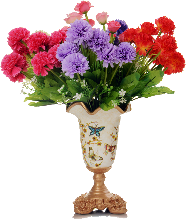 Flowers In Vase Png - Букет Из Роз И Хризантем (1054x1117), Png Download