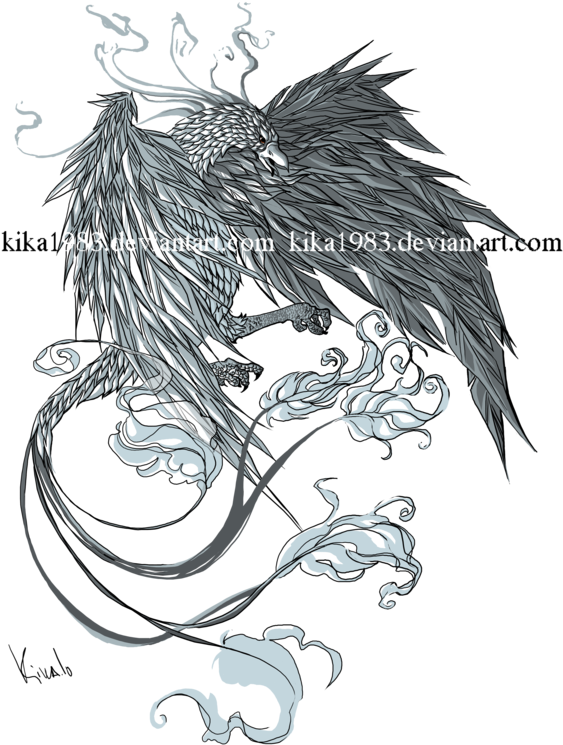 Vector Transparent Library Phoenix Tattoo - Raven And Phoenix Tattoo (600x816), Png Download