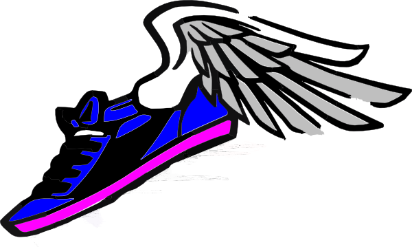 Running Shoe With Wings Blue Pink Svg Clip Arts 600 (600x359), Png Download