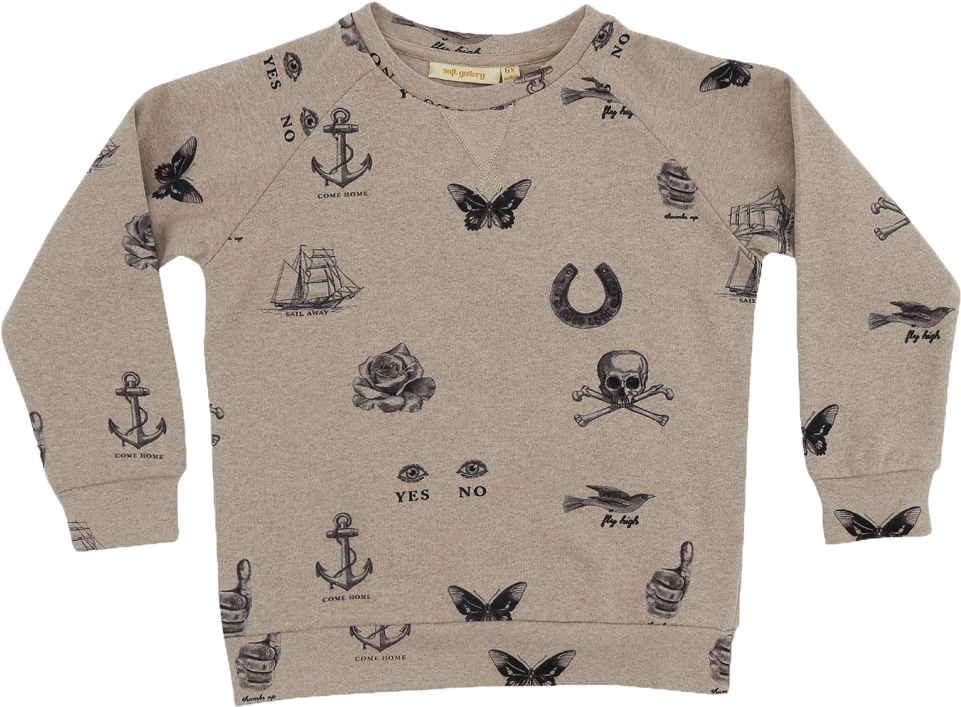 Soft Gallery Silas Sweat Aop Tattoo - Sweater (960x720), Png Download