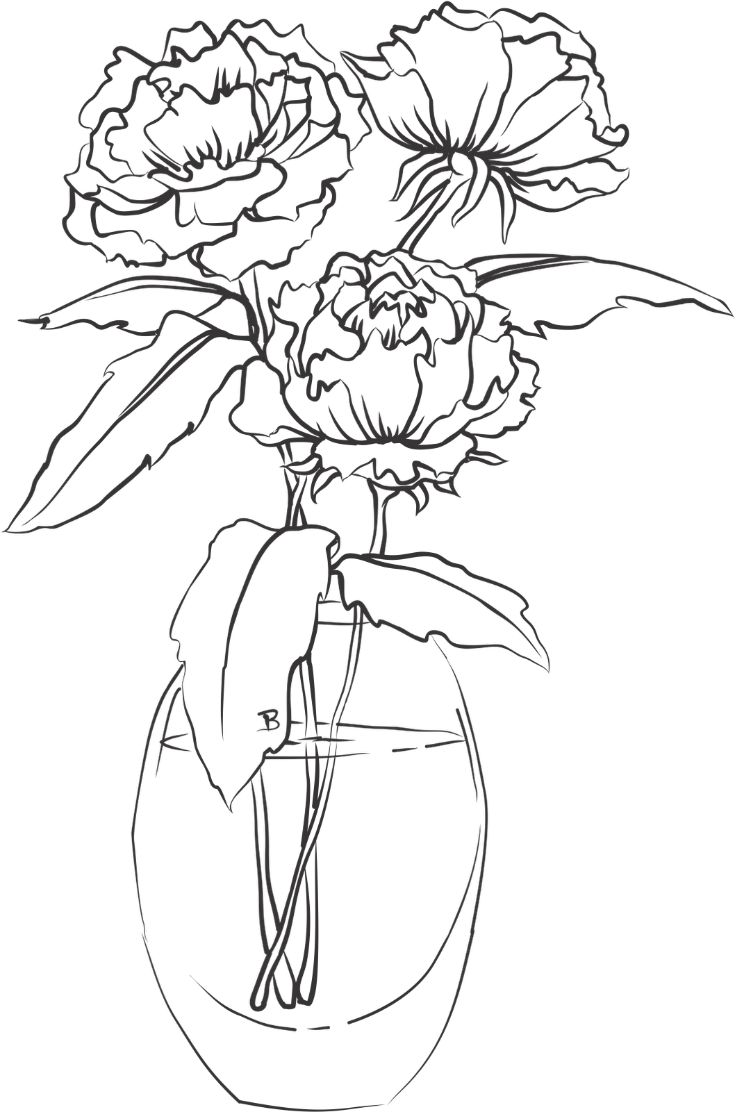 28 Collection Of Single Flower In Vase Drawing - Drawing Of A Flower Vase (1065x1600), Png Download