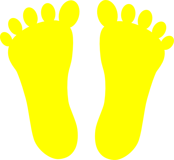 Footsteps Clipart - Yellow Foot Clipart (600x551), Png Download