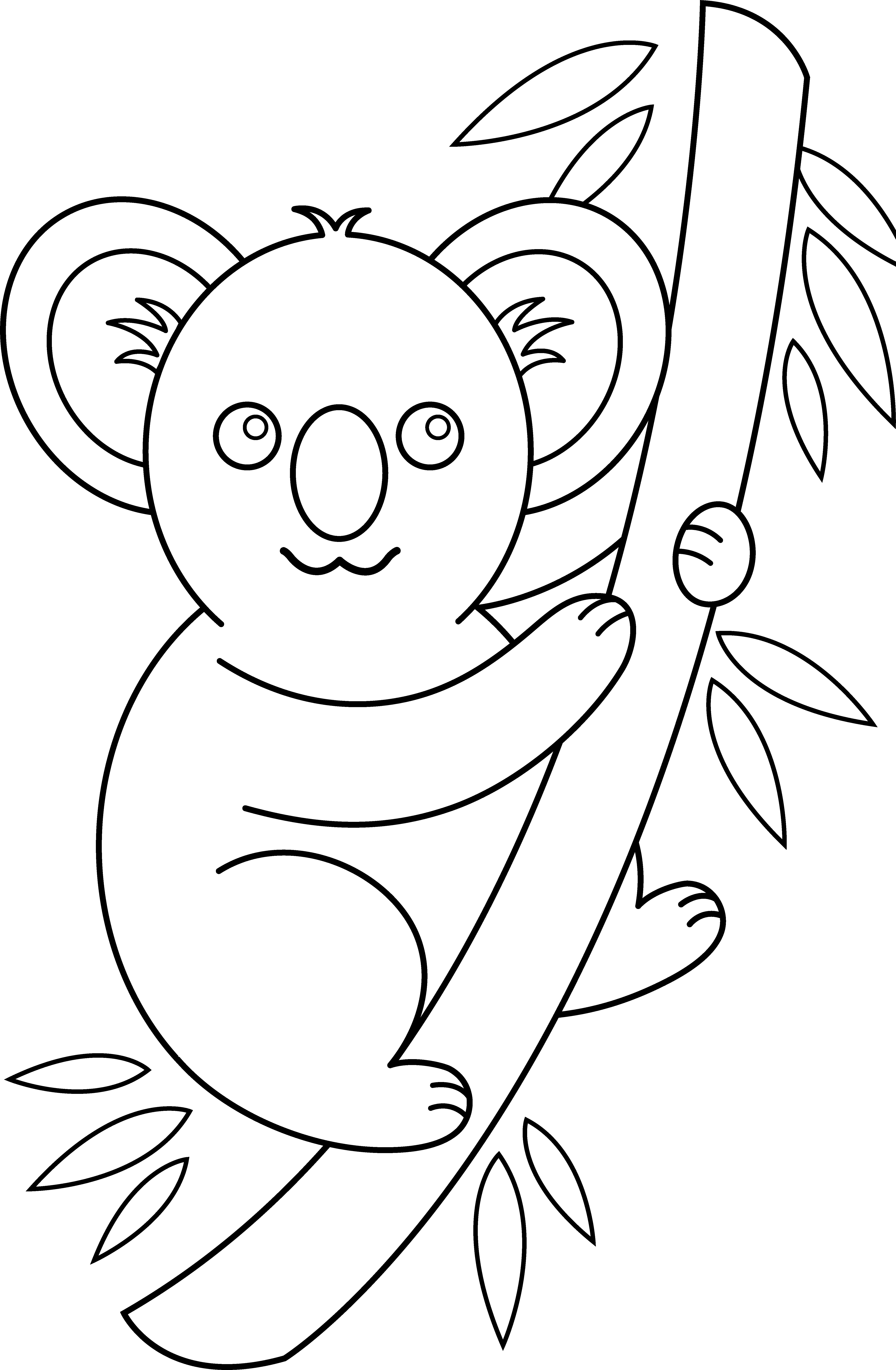 Photos Of Koala Clip Art Black And White Bear - Cute Easy Animals To Drawing (5009x7655), Png Download