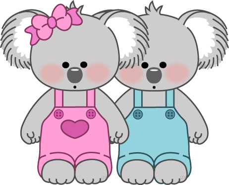 Koala Bear Clipart Zoo Animal - Boy And Girl Koala (462x372), Png Download