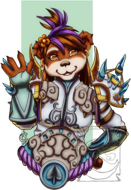 Art Trade With Another Artist On Twitter, A Cute Pandaren - Cartoon (500x708), Png Download