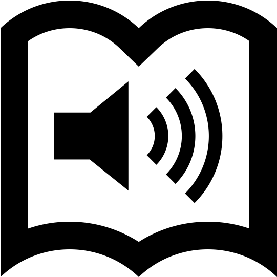 An Icon Outline Of A Book With A Speaker In The Center - Book (600x600), Png Download
