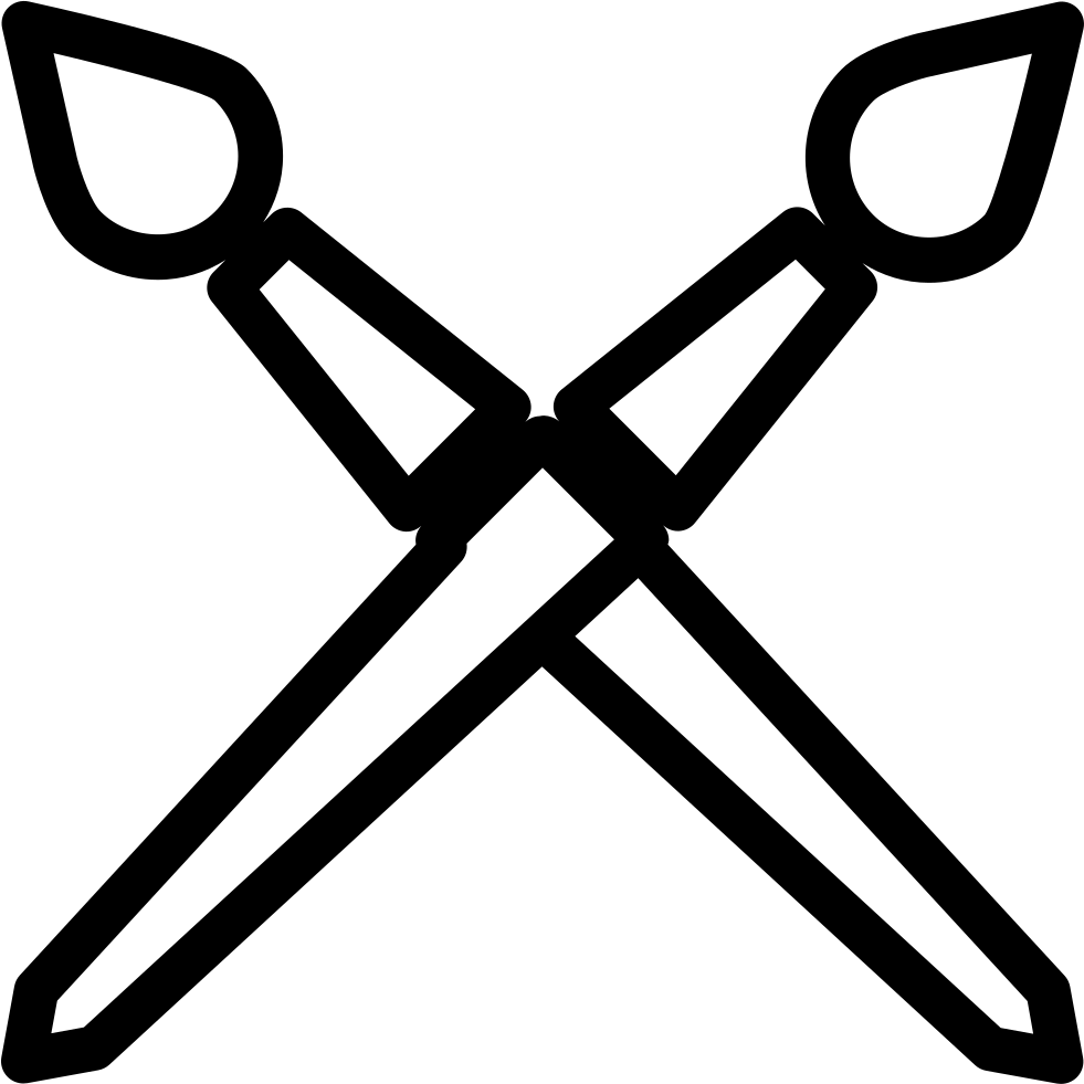 Brushes Outlines Cross Comments - Paint Brush Crossed Png (981x981), Png Download