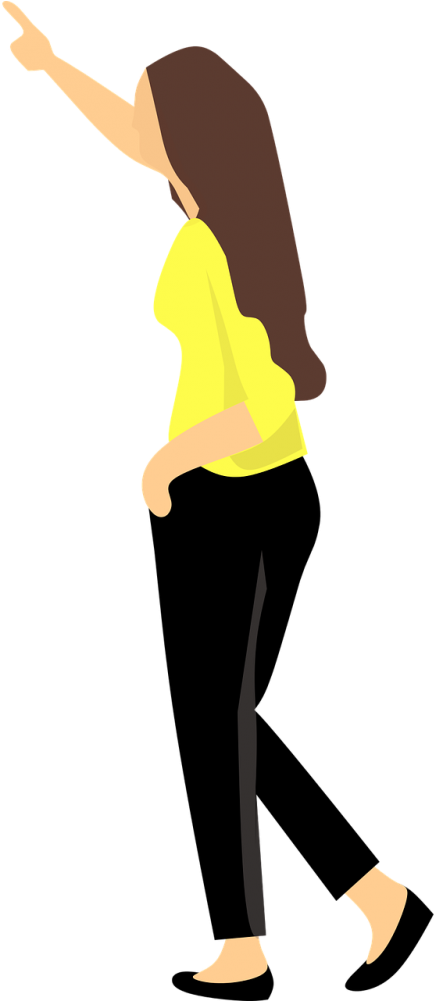 Woman Pointing Back View Transparent (500x1000), Png Download