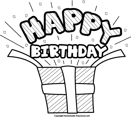 Happy Birthday Presents Clip Art - Happy Birthday Clipart In Black (539x483), Png Download