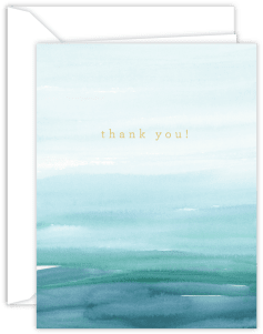 Thank You Teal Watercolor Wash Card - Sea (350x350), Png Download