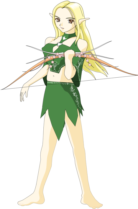 Elf Pointy Ears Drawing Fairy - Weibliches Elven Bogenschütze Postkarte (530x750), Png Download